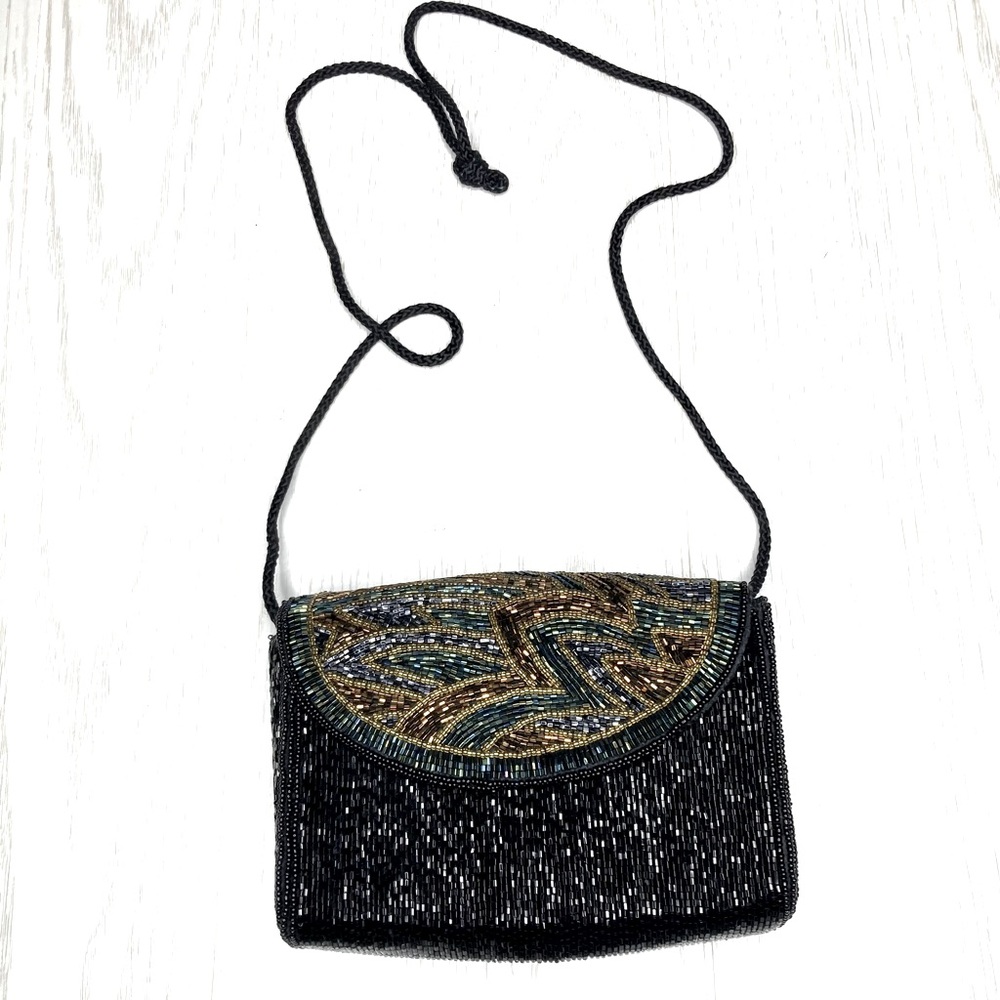 Talbots Sparkly Black Beaded Mini Crossbody Bag